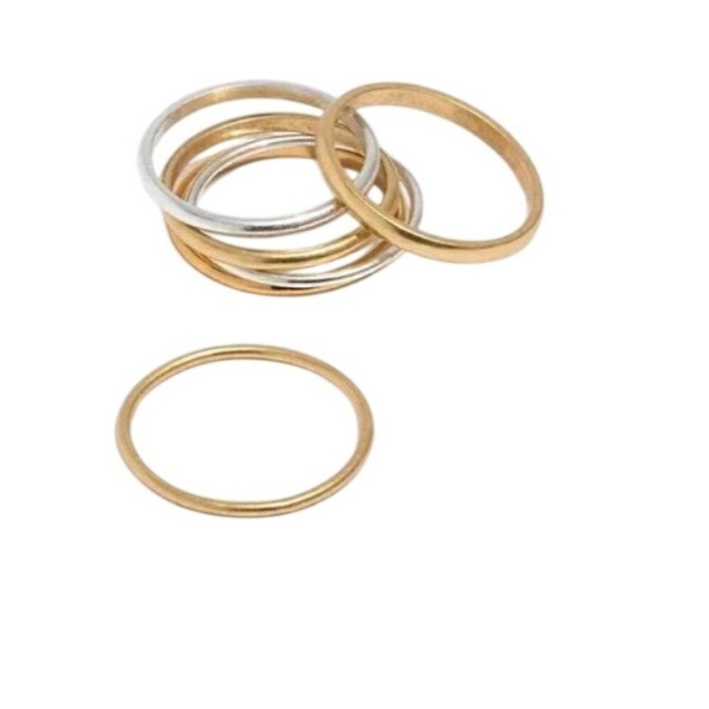Madewell Mixed Metal Stacking Rings Size 7.5 Goldtone & Silvertone Delicate